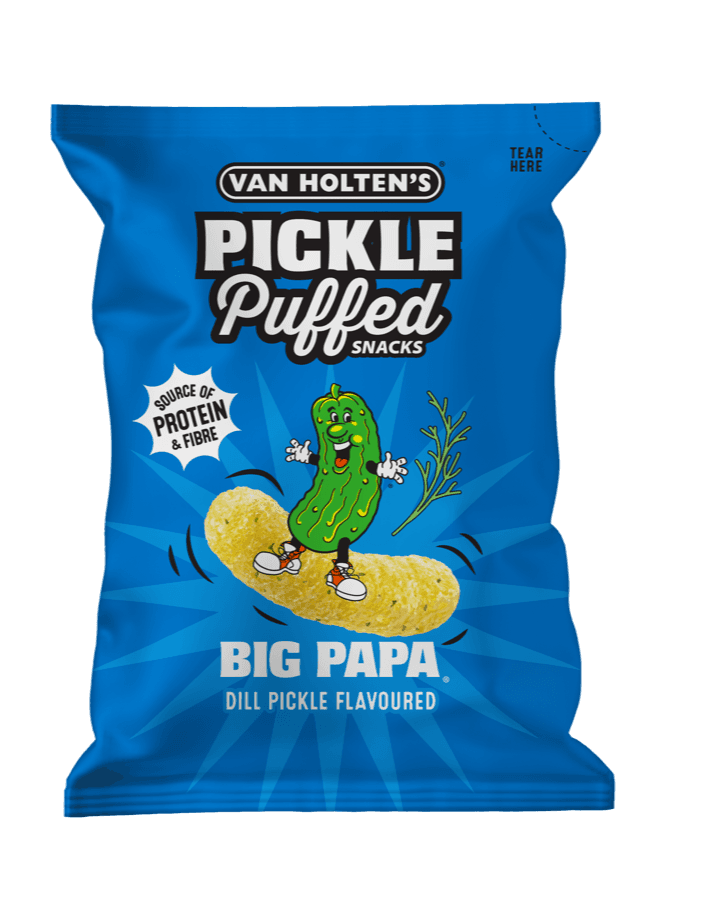 Big Papa dill pickle puffed snacks 90 gram bag