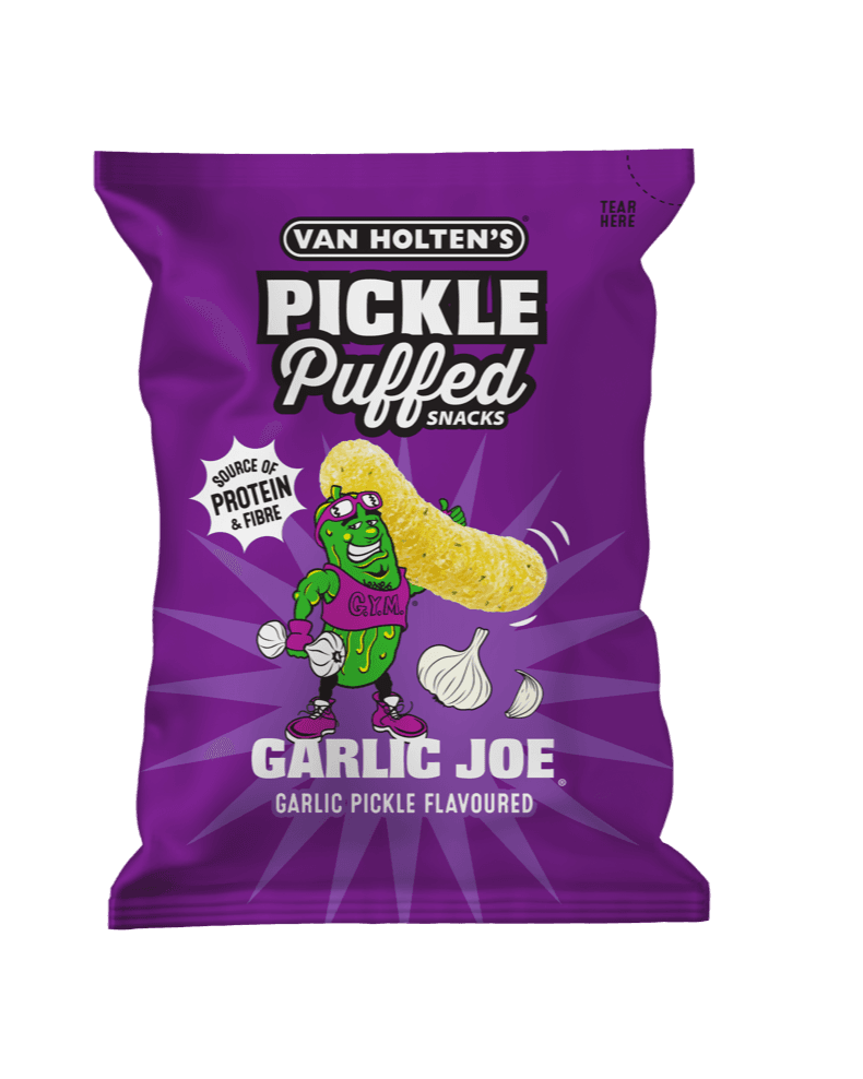 Garlic Joe garlic pickle puffed snacks 90 gram bag